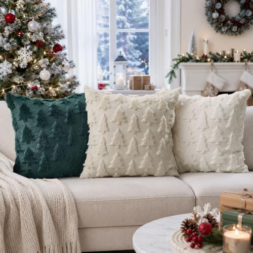 DFXSZ Christmas Tree Pillow Covers 16x16 Set of 2 Christmas Decor Green