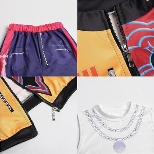 Girls Halloween Costume, Black and Yellow Polyester Top and Pants Set for Cosplay