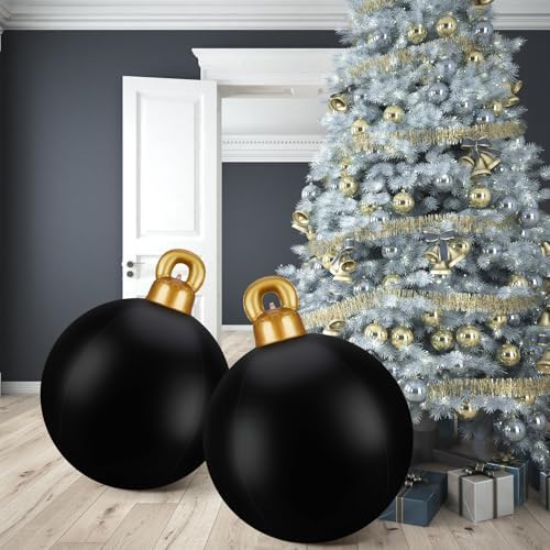 Jetec 4 Pcs Giant Inflatable Christmas Ball, Solid, Black