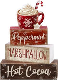 Moucuny 4 Pcs Christmas Table Decorations, Peppermint Hot Cocoa Bar Sign