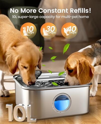 oneisall 10L/2.6Gal Dog Water Fountain for Large Dogs (with 11 Filters)