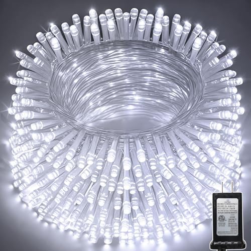 328 FT Christmas Light1000 LED Xmas Lights OutdoorChristams String Lights Waterproof 8 Modes & Timer, Fairy Lights Plug in for Weeding, Patio, Party, Holiday,Christmas Decor (Cool White)
