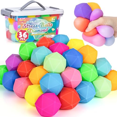 VISCOO 36 Pack Diamond Slow Rising Stress Balls, Stress Cube, Cube Squishy