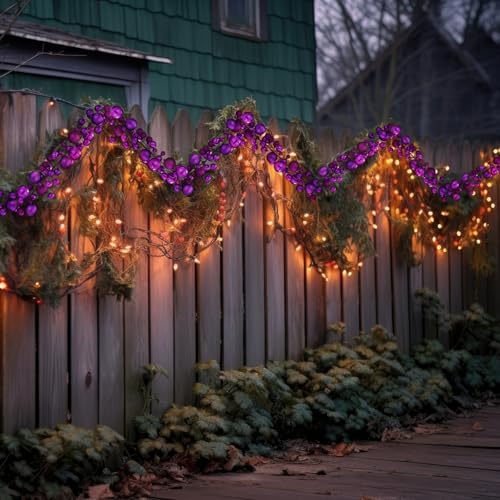 2 Pcs 6 ft Christmas Ball Ornament Garland, Purple