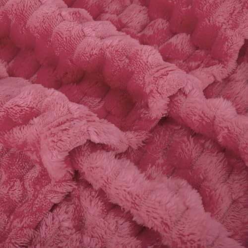 Rose Pink Throw Blanket 60"×80" Gifts for Mom Fuzzy 3D Jacquard Decorative