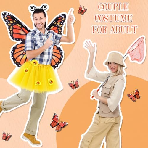 2 Set Butterfly Catcher Couple Costume Matching Halloween Outfits