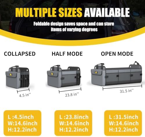 MIKKUPPA Trunk Organizer for SUV - 100L Collapsible Car Organizer, Gray