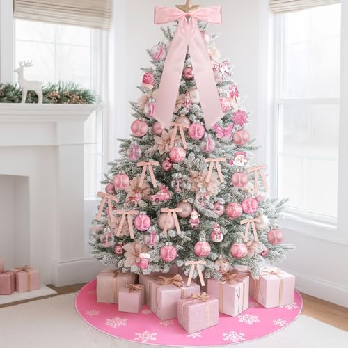 Syhood 74 Pcs Pink Christmas Tree Ornaments Set