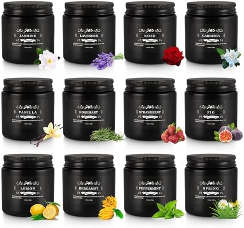 Howemon Scented Candle Set 12 Pack,Black, Candle for Home Scented, Odor Eliminating, Stress Relief, Long Lasting Soy Wax Gift Set