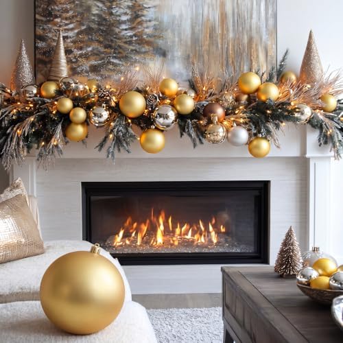 Threan 10 Inch Gold Matte Large Christmas Ball Ornament