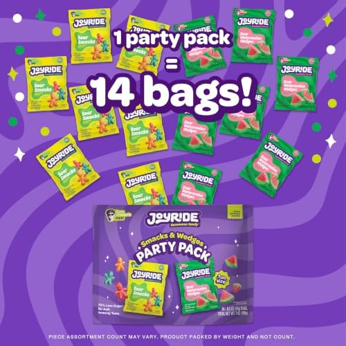 JOYRIDE Smacks & Wedges Party Pack - Healthy Candy, 3-Pack Variety