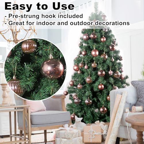 Rose Gold Set of XL (4.0") 4PCS Christmas Balls - Christmas Tree Decoration Ornaments Shatterproof Hanging Balls for New Year Easter Valentine Holiday Decorations