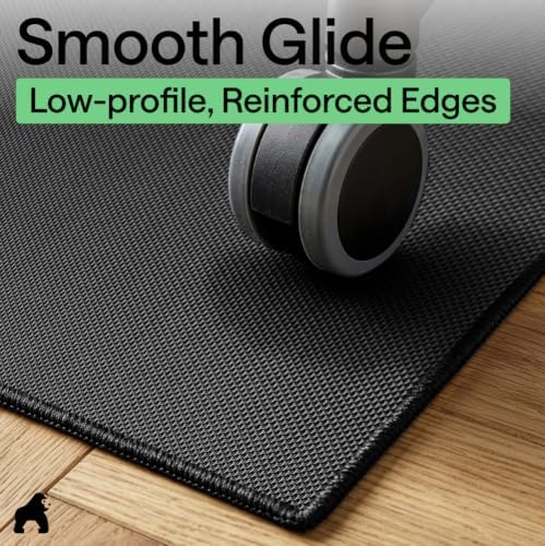 GORILLA GRIP Office Chair Mat for Hard Floors, Under Desk Rug, 58x46 Black