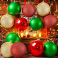Jenaai 12 Pack Red Gold Green Large Christmas Ball Ornaments Set, 4 Inch