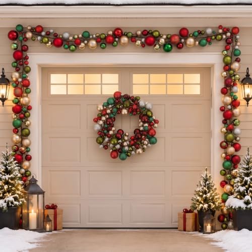 2 Pcs 6 ft Christmas Ball Ornament Garland, Retro