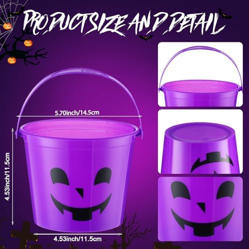 Jenaai 36 Pcs Halloween Pumpkin Buckets Bulk Small Plastic Candy Buckets