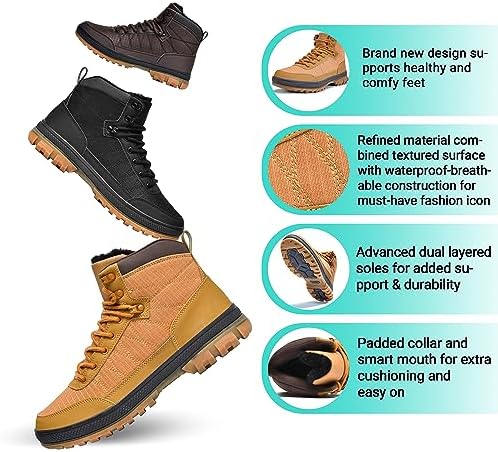 Wondamo Men's Snow Boots Lightweight Waterproof Winter Cold Weather Shoes