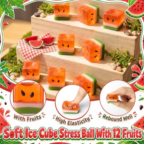 Thenshop 20 Pcs Watermelon Ice Cube Relief Favors Mini Food Fidget Supplies