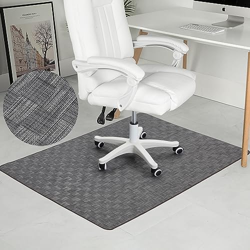 Chair Mat for Hardwood & Tile Floor, 47" x 60" Heavy Duty Office Chair Mat for Rolling Chairs, Anti Slip, Non-Curve, Floor Protector for Home Office, Charcoal Grid