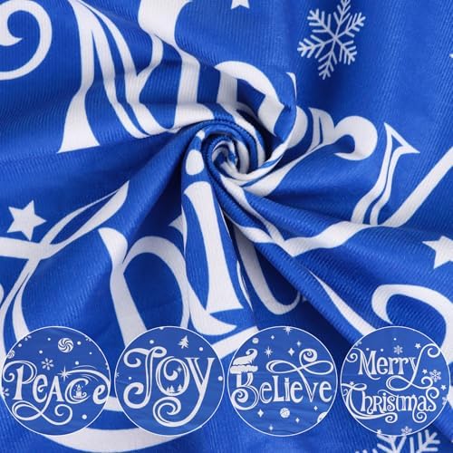 CCINEE 4pcs Christmas Chair Covers for Dining Rooms,Blue Holiday Chair Slipcovers for Kitchen Wedding Xmas Party Table Decor Winter Christmas Chair Back Covers