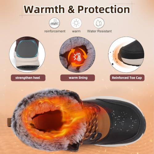 Spesoul Snow Boots for Men Winter Boots Warm Wide Waterproof Lightweight