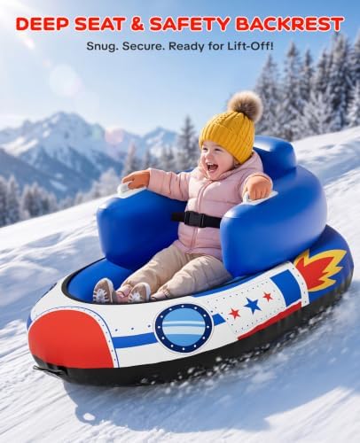 Snow Sled for Toddlers 1-3, Inflatable Snow Tube with Tow Strap