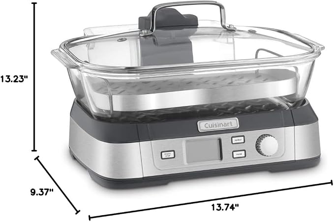 Cuisinart Glass Food Steamer, 5 Pre-Programmed Settings, 5-Liter Capacity | 5-liter poultry, grains, seafood & vegetable steamer with Keep Warm function, audible alert & Delay Start feature, STM-1000