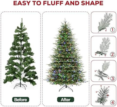Hykolity 7.5 ft Prelit Christmas Tree with 450 Multicolor LEDs
