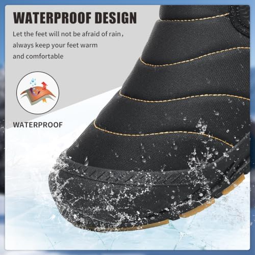 Mens Snow Boots Winter Velcro Water Resistant Fur Lined Slip On Ankle Boot