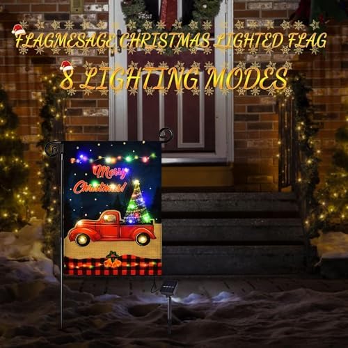 Lighted Christmas Truck Garden Flag Outdoor Decor, 12x18 In