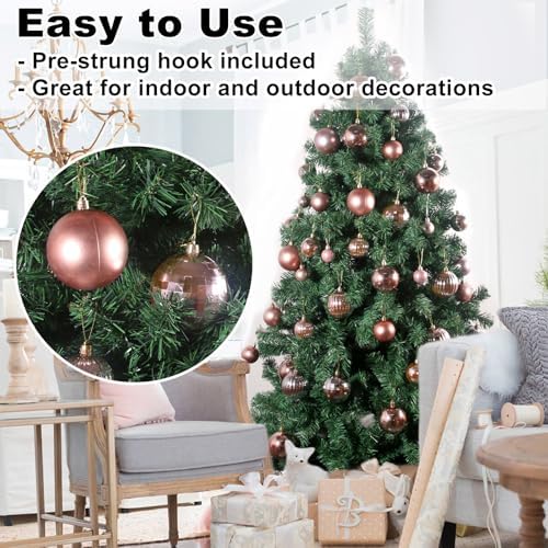 Rose Gold 3.2" Large Christmas Balls - Christmas Tree Decoration Ornaments Shatterproof Hanging Balls for Birthday Halloween Holiday Wedding Decorations Set of 18pcs