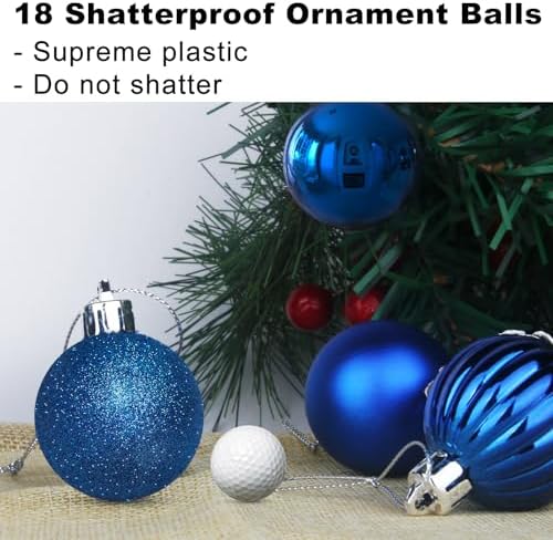 Royal Blue 3.2" Large Christmas Balls - Christmas Tree Decoration Ornaments Shatterproof Hanging Balls for Birthday Halloween Holiday Wedding Decorations Set of 18pcs