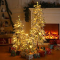 Cinnvoice 3 Pc Flocked Artificial Christmas Tree W/LED Lights,2' 3' 4'