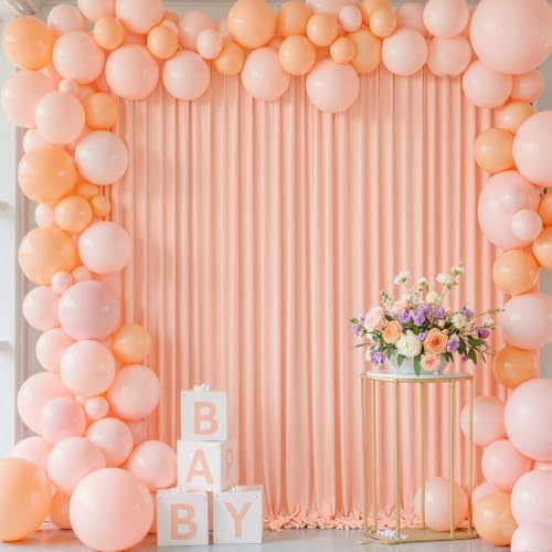 10x10 Peach Backdrop Curtain for Parties Baby Shower Wrinkle Free Peach Photo Curtains Backdrop Drapes Fabric Decoration for Wedding Birthday Party 5ft x 10ft,2 Panels
