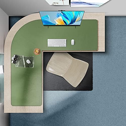 Mydours L-Shape Desk Mat, 46" x 46" x 16" Large PU Leather Corner Mat,Green