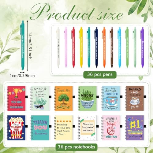 Gueevin 72 Pcs/36 Set Inspirational Notebook Pen Gifts Bulk, Team