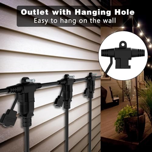 K KASONIC Outdoor Extension Cord 75 FT, Evenly Spaced 9 Outlets, Black