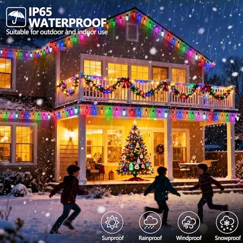 iBaycon C9 Halloween Lights, 129FT 200 LED Color Changing, Non-Connectable