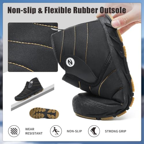 Mens Snow Boots Winter Velcro Water Resistant Fur Lined Slip On Ankle Boot