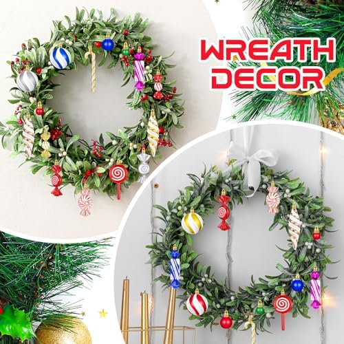 96 Pcs Christmas Tree Ornaments Colorful Candy Ball Ornament