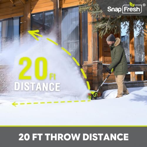 SnapFresh Snow Shovel Cordless, 12” 20V Electric Snow Thrower kit,with 2 * 4.0Ah Batteries and Fast Charger (Green)