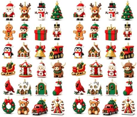 24-Day Mini Christmas Brick Ornament Advent Calendar，2set