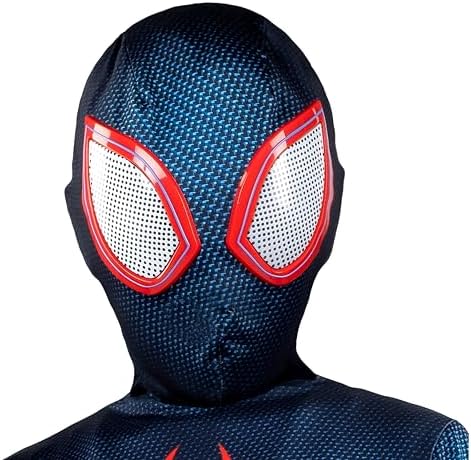 Marvel Miles Morales: Spider-Man Official Youth Deluxe Zentai Costume - Stretch Spandex with Hidden Zippers and Wrist Slits