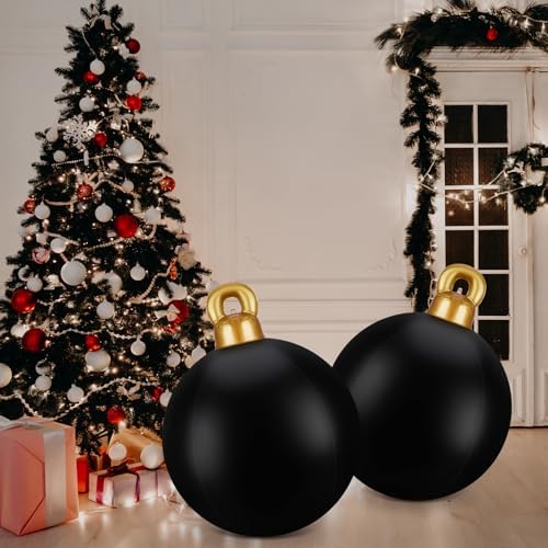 Jetec 4 Pcs Giant Inflatable Christmas Ball, Solid, Black