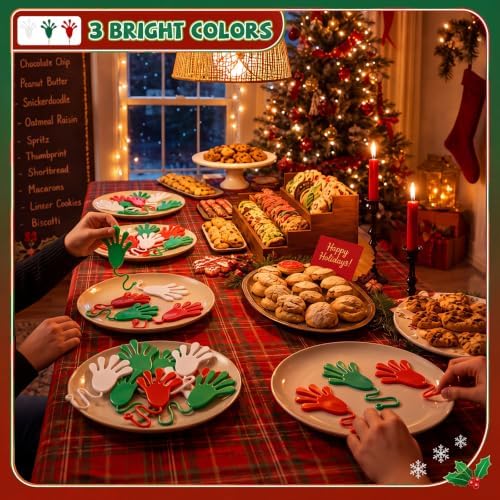 Realspring 300 Pcs Christmas Throws Sticky Hands, Red, Green, White