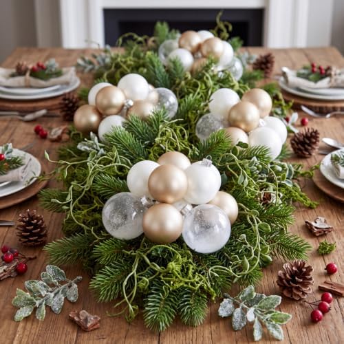 Roowest 4 Sets Large Gold White Christmas Ball Clusters Ornaments Decor