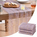 Artoid Mode 3Pcs Grayish Purple Gauze Gold Table Runner 10FT, Glitter Metallic Foil Sheer Dining Wedding Anniversary Holiday Table Decor for Home Party