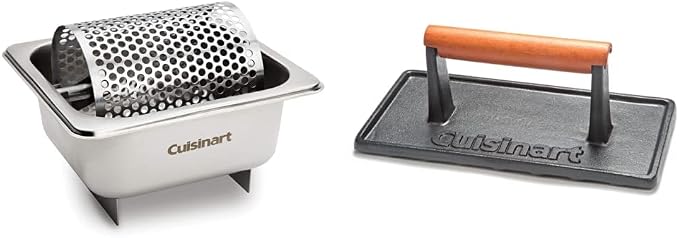 Cuisinart CBW-201 Butter Wheel Stainless Steel & CGPR-221 Cast Iron Grill Press (Wood Handle), Weighs 2.1-pounds