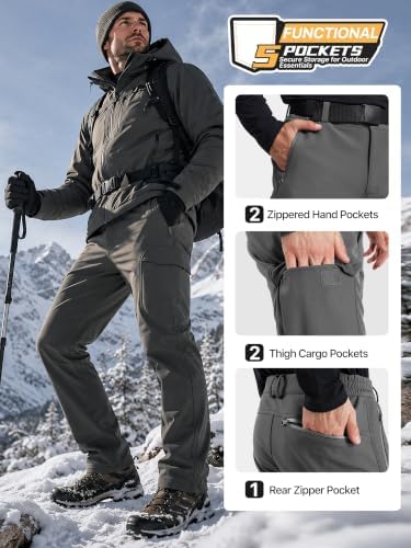 FREE SOLDIER Men's Outdoor Softshell Snow Ski Pants