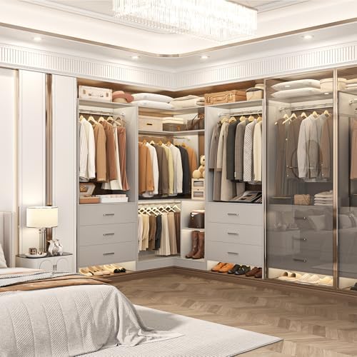 Aheaplus Closet System Closet Organizer, 3.6FT Closets, Set of 2，Grey